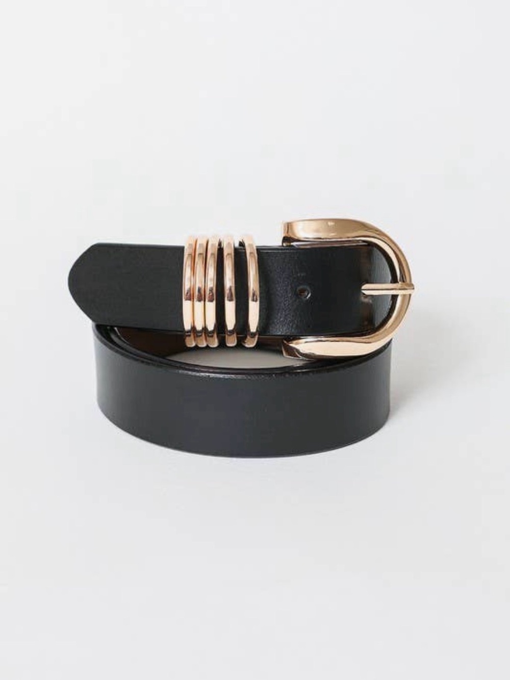 Black leather belt gold rings, 90s aesthetics New